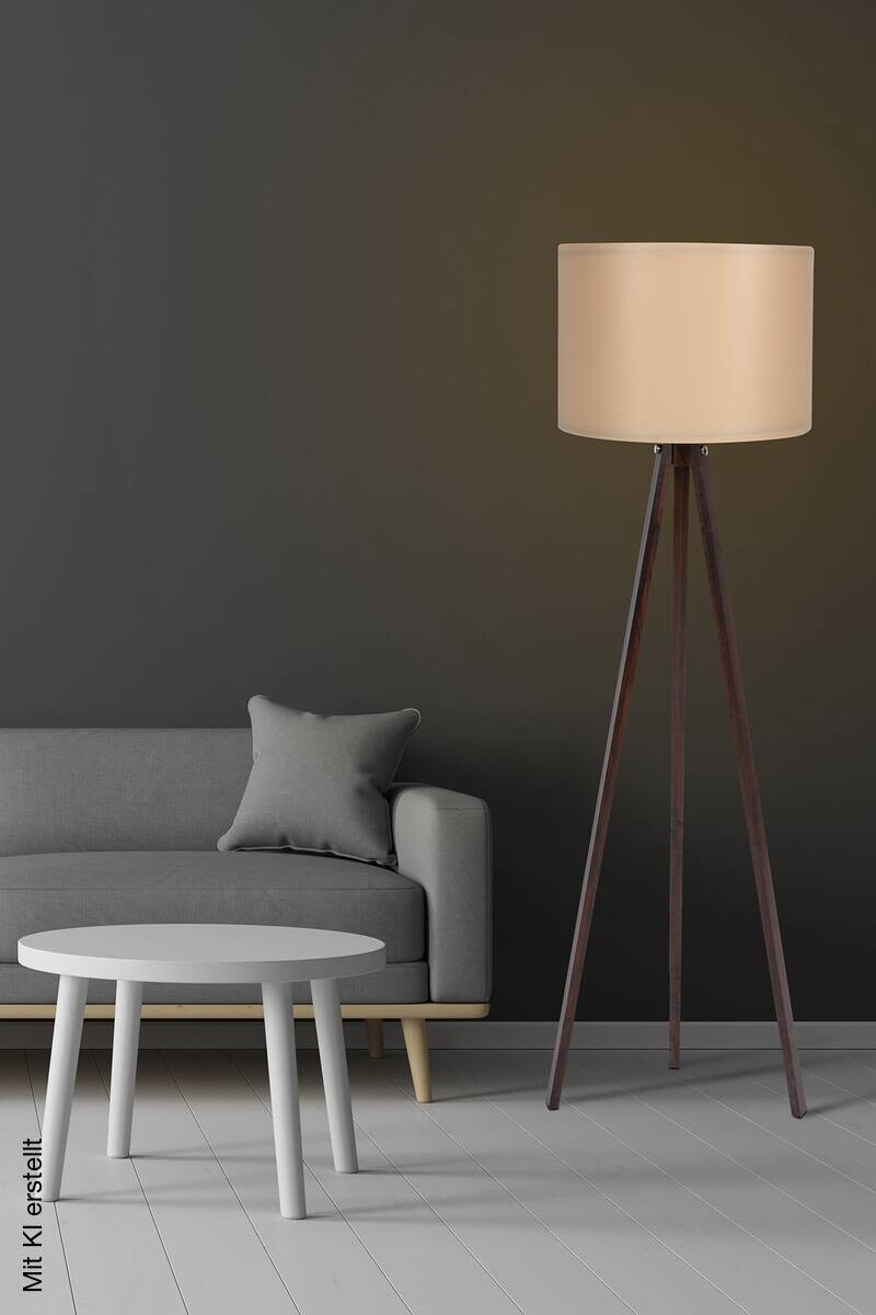 Opviq Stehlampe creme nussbaum Polypropylen MDF B/H/T/L/D: ca. 38x145x38x38x38 cm E27 1 Brennstellen