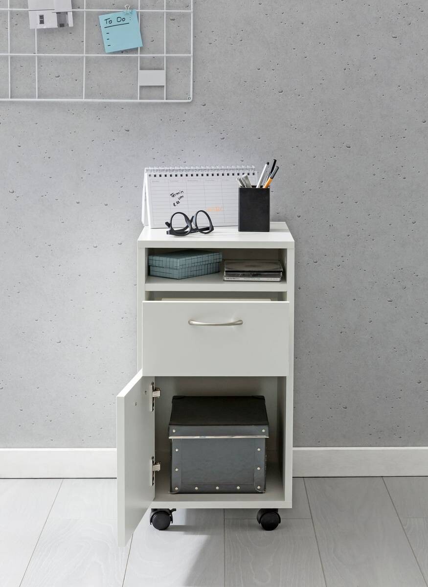 Rollcontainer weiß Spanplatte B/H/T: ca. 33x63x38 cm
