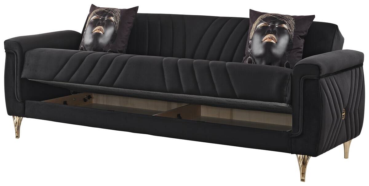 Schlafsofa Lozan schwarz Microfaser B/H/T: ca. 230x86x84 cm