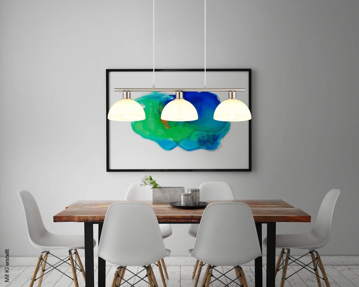 GLOBO Pendelleuchte Opal nickel Metall Glas PVC B/H/L: ca. 20x120x77 cm E27 3 Brennstellen