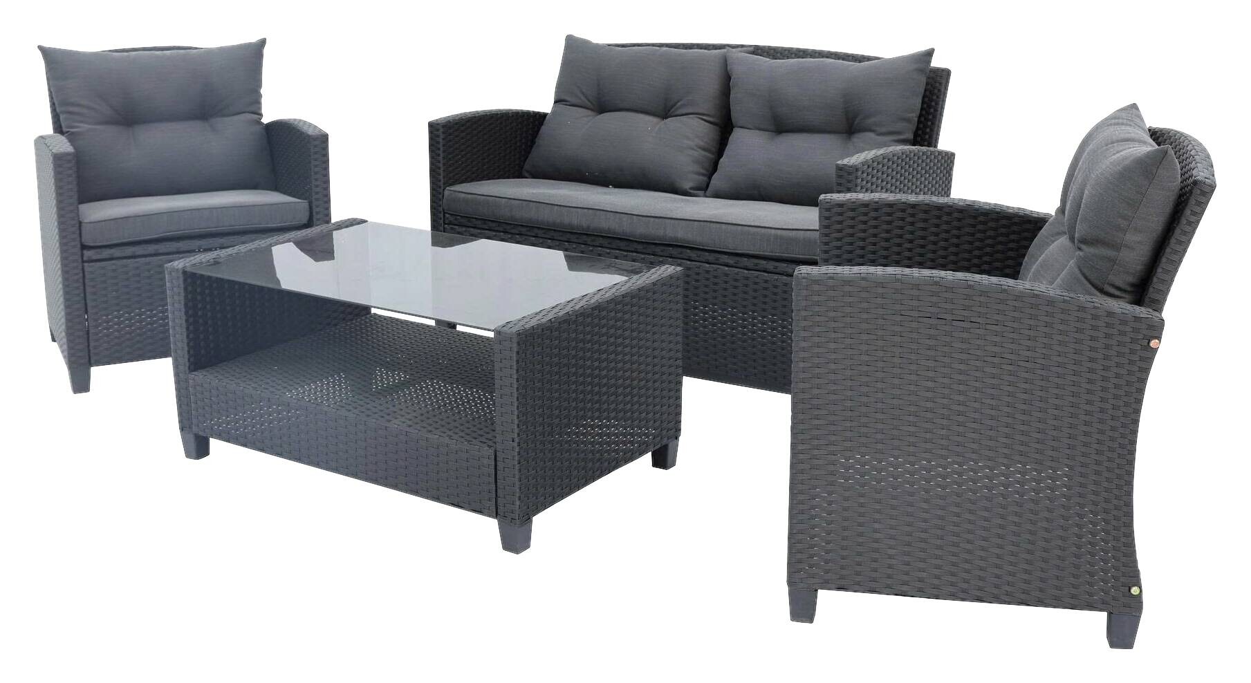 POCOline Gartensitzgruppe Mora grau Polyrattangeflecht