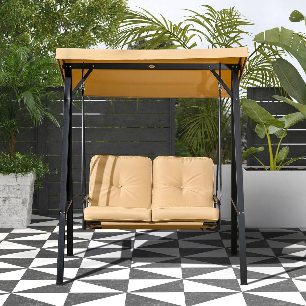 Outsunny Hollywoodschaukel beige Stahl B/H/L: ca. 106x174x138 cm