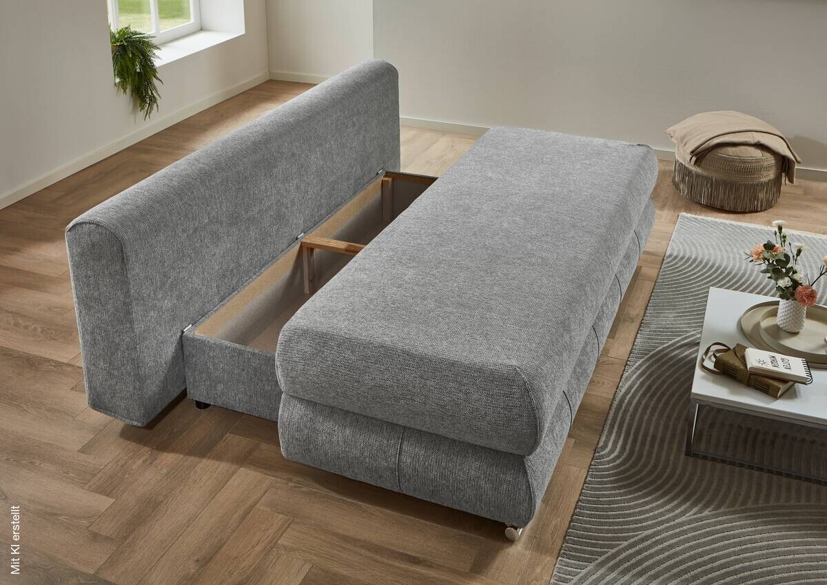 Schlafsofa Biel silber Microfaser B/H/T: ca. 199x97x95 cm