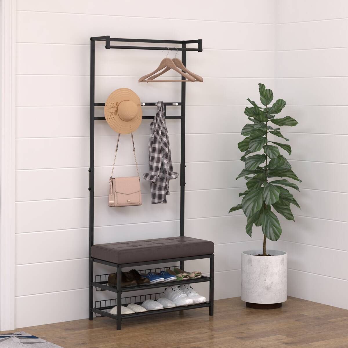 HOMCOM Garderobe schwarz Polypropylen B/H/L: ca. 35x725x180 cm