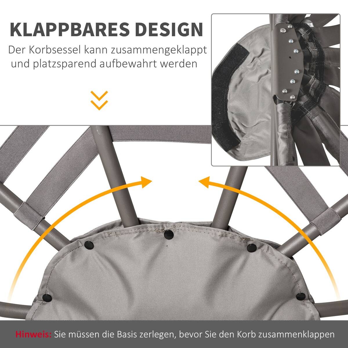 Outsunny Gartenstuhl sand Stahl B/H/L: ca. 75x139x118 cm