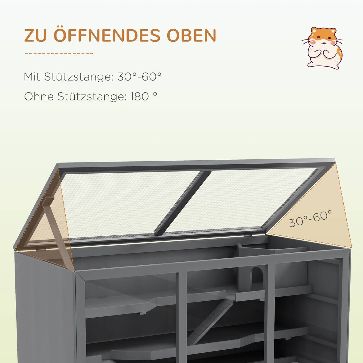 PawHut Hamsterkäfig grau Kunststoff B/H/L: ca. 57x55x115 cm