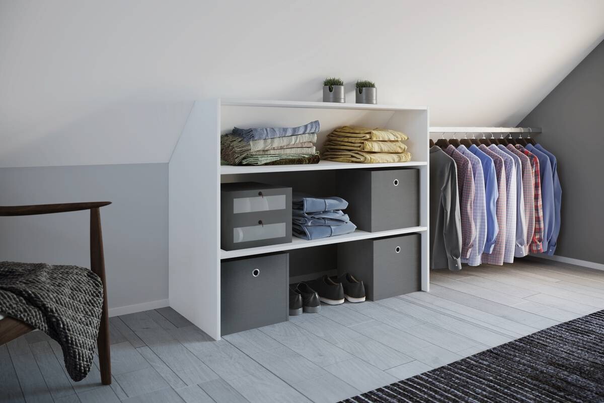 Regal Dacho weiß B/H/T: ca. 90x100x50 cm