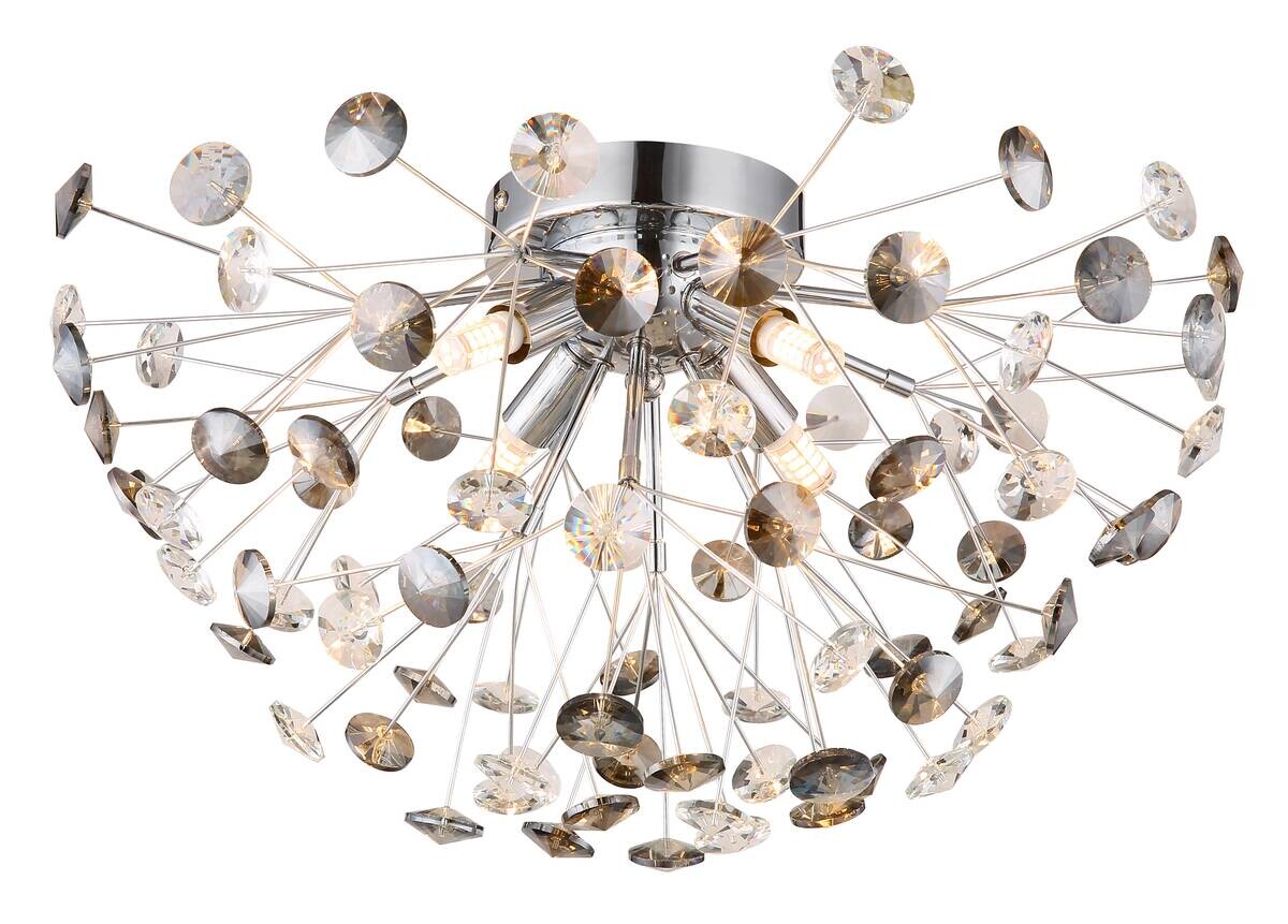 GLOBO LED-Deckenleuchte Rauch Chrom Metall H/D: ca. 25x45 cm 4 Brennstellen