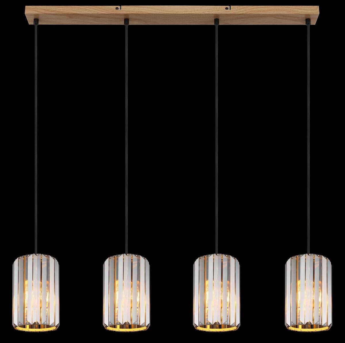 GLOBO Pendelleuchte RUN 30220446 schwarz braun Rauch Glas Metall B/H/L: ca. 88x120x13,5 cm E27 4 Brennstellen
