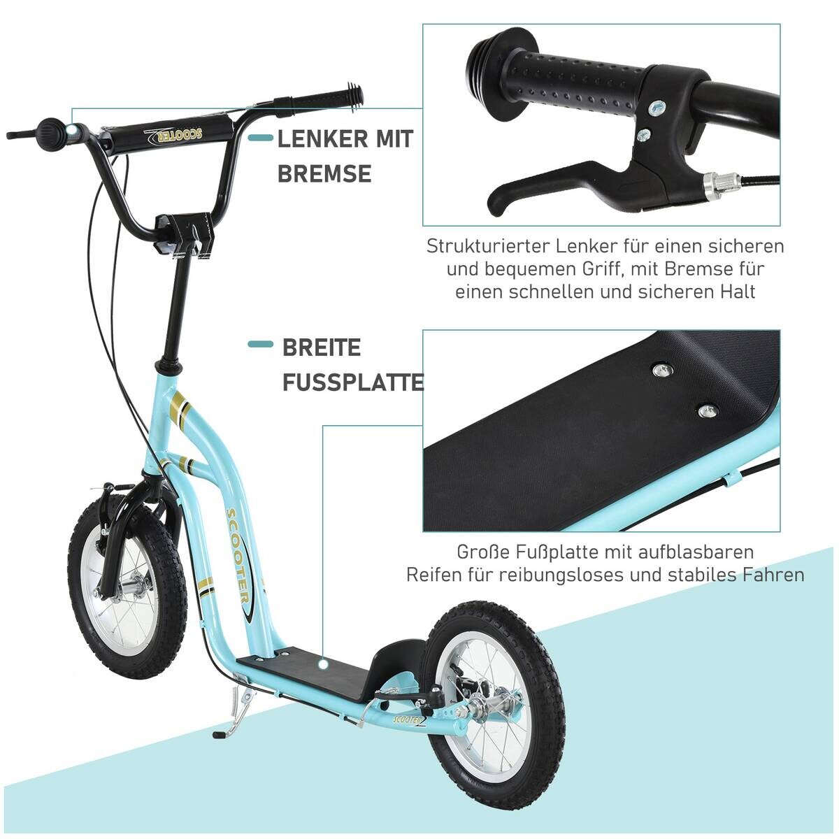 HOMCOM Kinderscooter blau B/H/L: ca. 58x95x120 cm