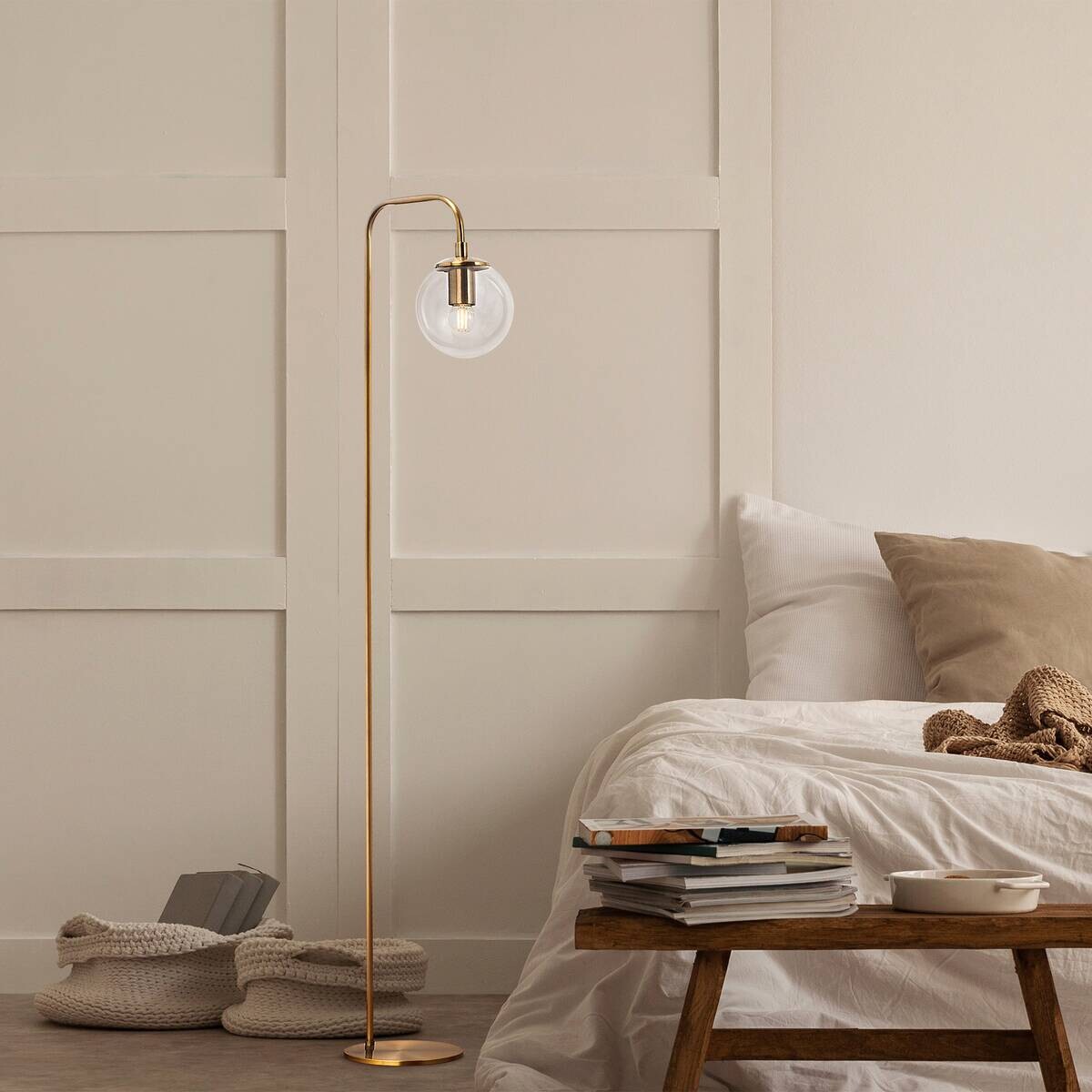 Opviq Stehlampe Viran bronze Glas Metall B/H/T/L/D: ca. 27x146x27x27x15 cm E14 1 Brennstellen