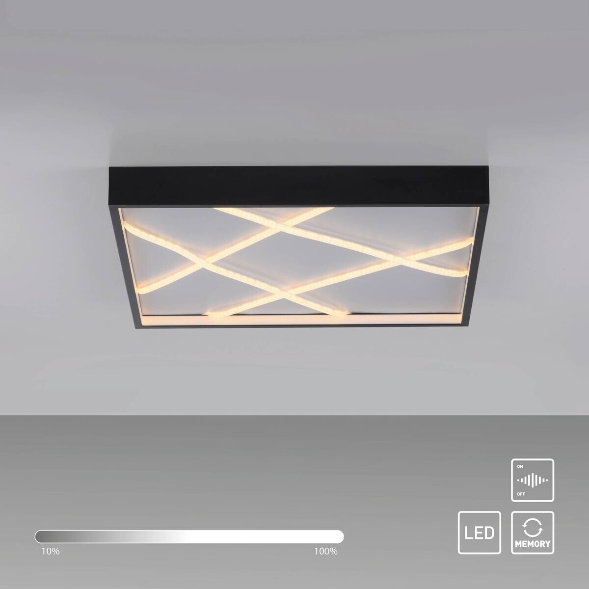 Just Light LED-Deckenleuchte Mikado schwarz B/H/L: ca. 50x5,3x50 cm