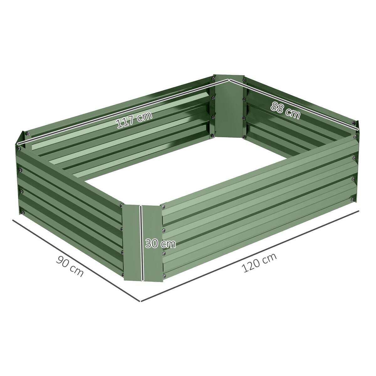 Outsunny Hochbeet dunkelgrün Stahl B/H/L: ca. 90x30x120 cm