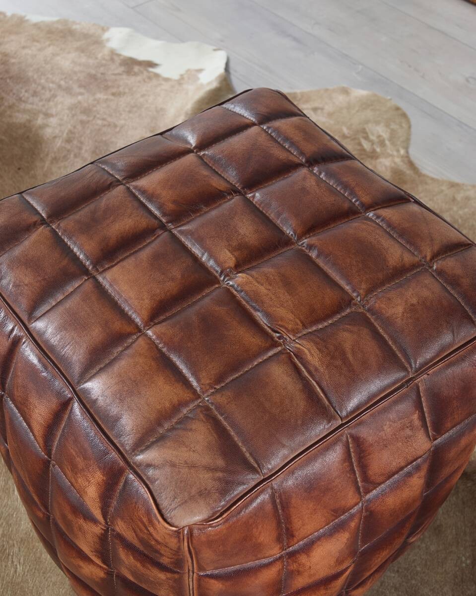 Wohnling Sitzhocker braun Leder B/H/T: ca. 39x41x39 cm