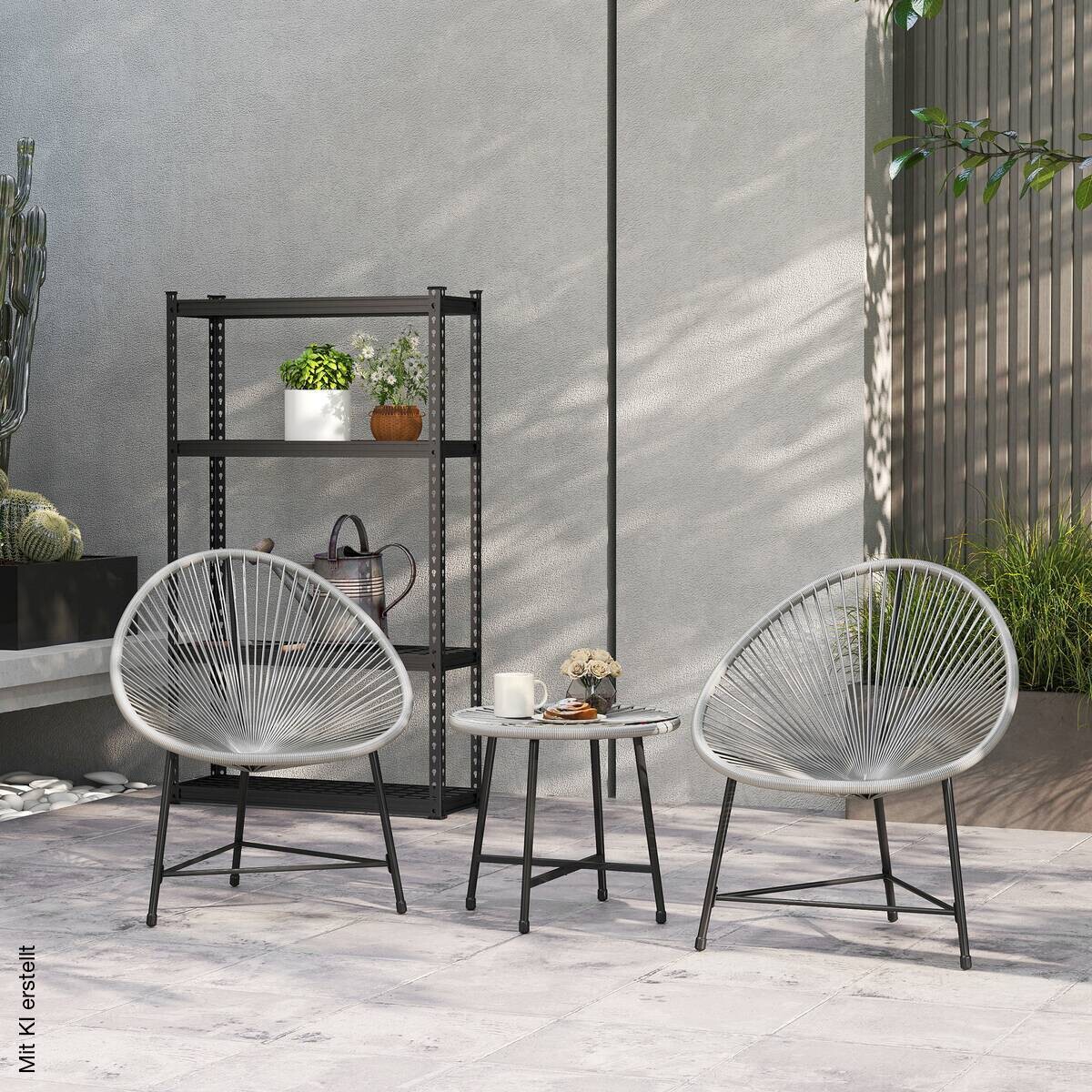 Outsunny Balkonmöbel-Set schwarz Glas B/H/L: ca. 68x81x72 cm