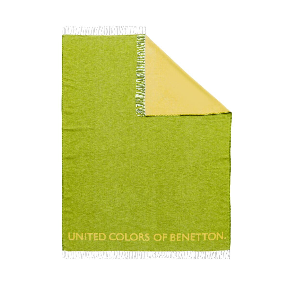 BENETTON Wohndecke Rainbow grün gelb 60% Baumwolle, 40% Polyacryl B/L: ca. 140x190 cm