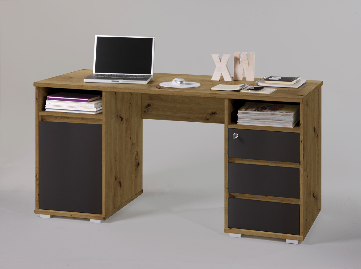 Schreibtisch Primus Eiche Artisan Nachbildung anthrazit B/H/T: ca. 145x74x65 cm