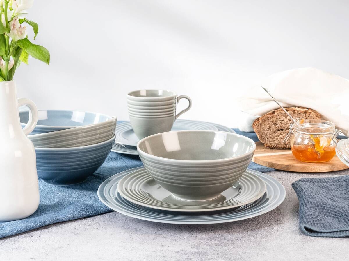 CreaTable Kombiservice Stripes stein Porzellan 16 tlg.