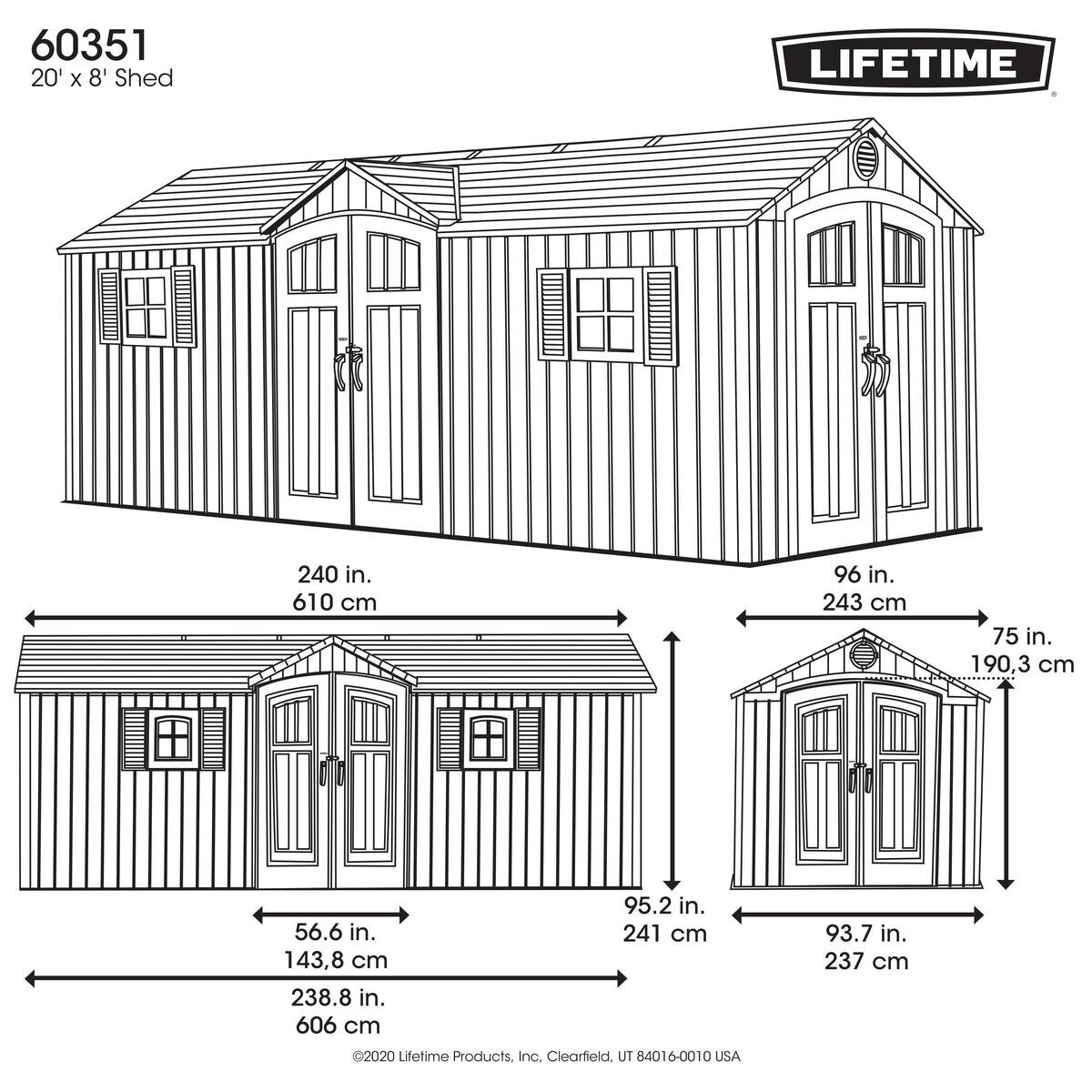 Lifetime Gerätehaus Neptun grau B/H/L: ca. 610x241x243 cm