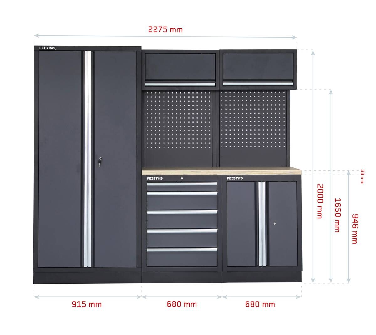 Werkstatteinrichtung Apollo schwarz B/H/L: ca. 228x200x46 cm