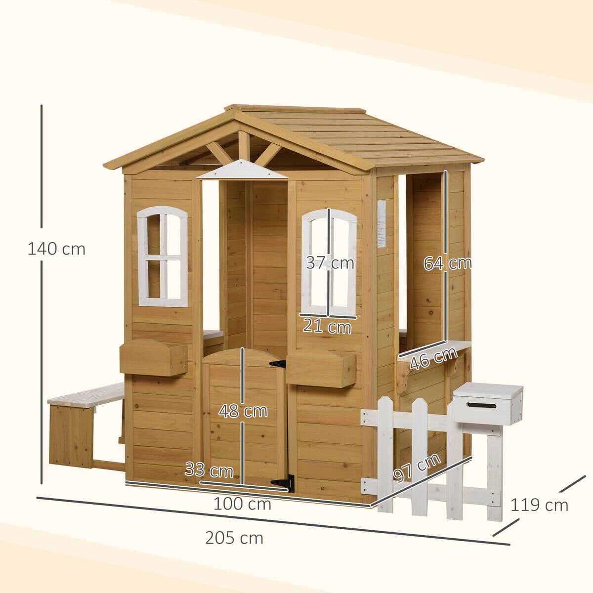 Outsunny Kinderspielhaus gelb B/H/L: ca. 119x140x205 cm