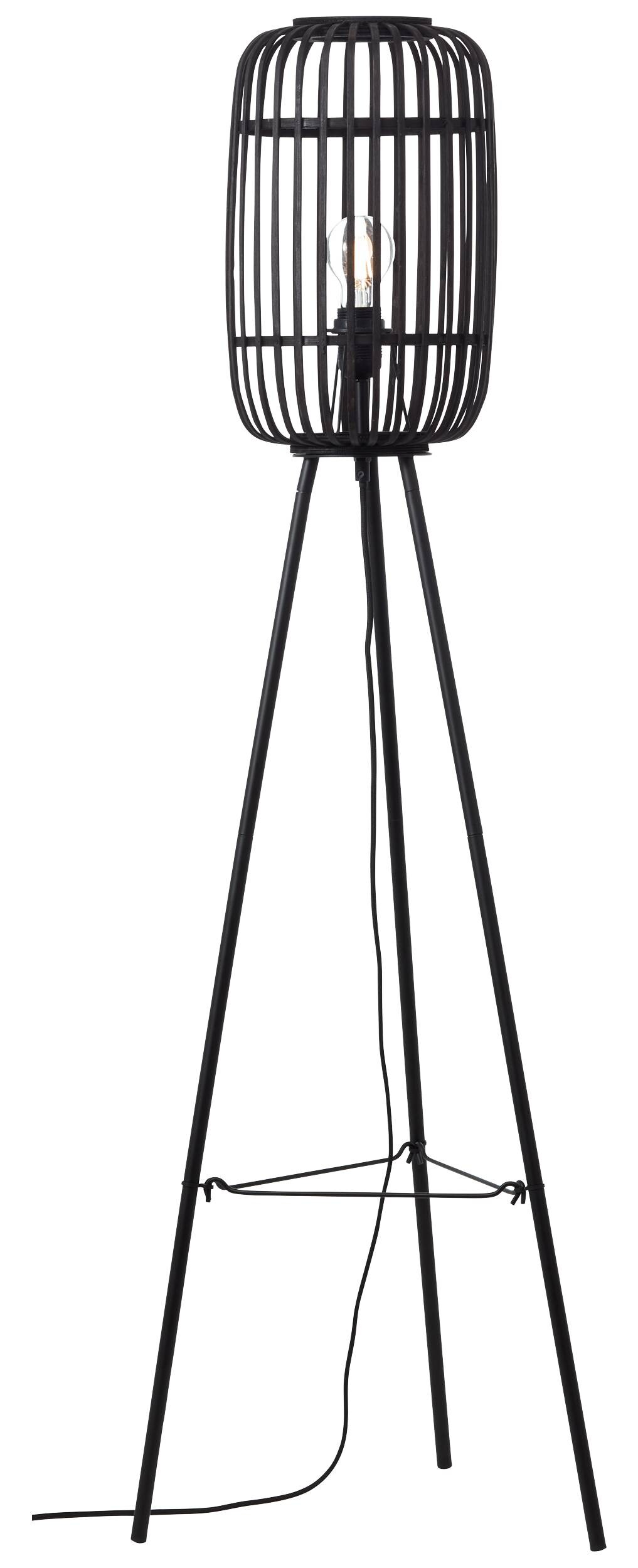 Brilliant Stehlampe Woodrow 94977/76 natur schwarz Holz Metall B/H/T: ca. 45x130x45 cm E27 1 Brennstellen