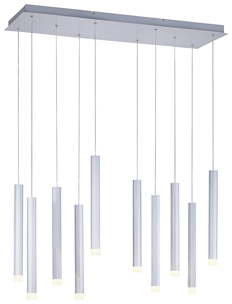 Just Light LED-Pendelleuchte BRUNO 15206-95 Alu Eisen Aluminium B/H/T: ca. 89x120x30 cm 10 Brennstellen
