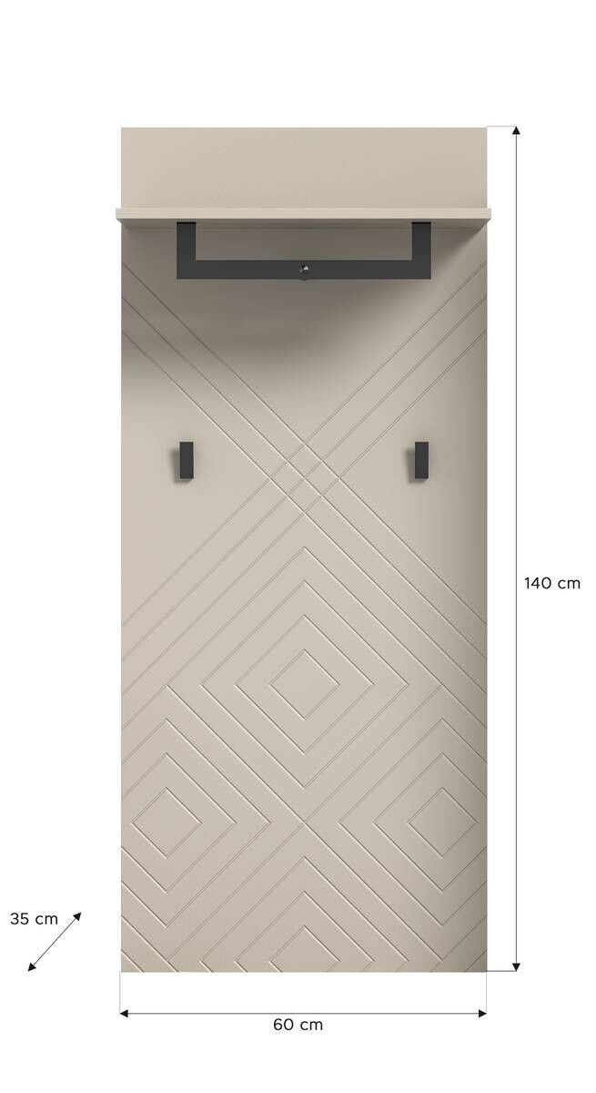 Garderobenpaneel NOTES sandbeige sandbeige matt B/H/T: ca. 60x140x35 cm