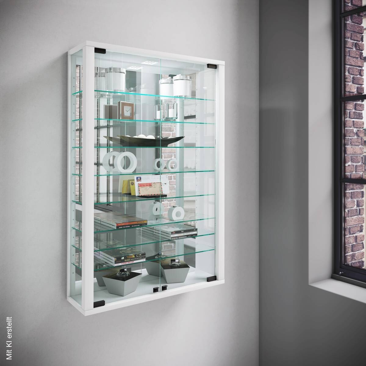 Vitrine Vitrosa weiß Holzwerkstoff Glas B/H/T: ca. 59x91x18 cm