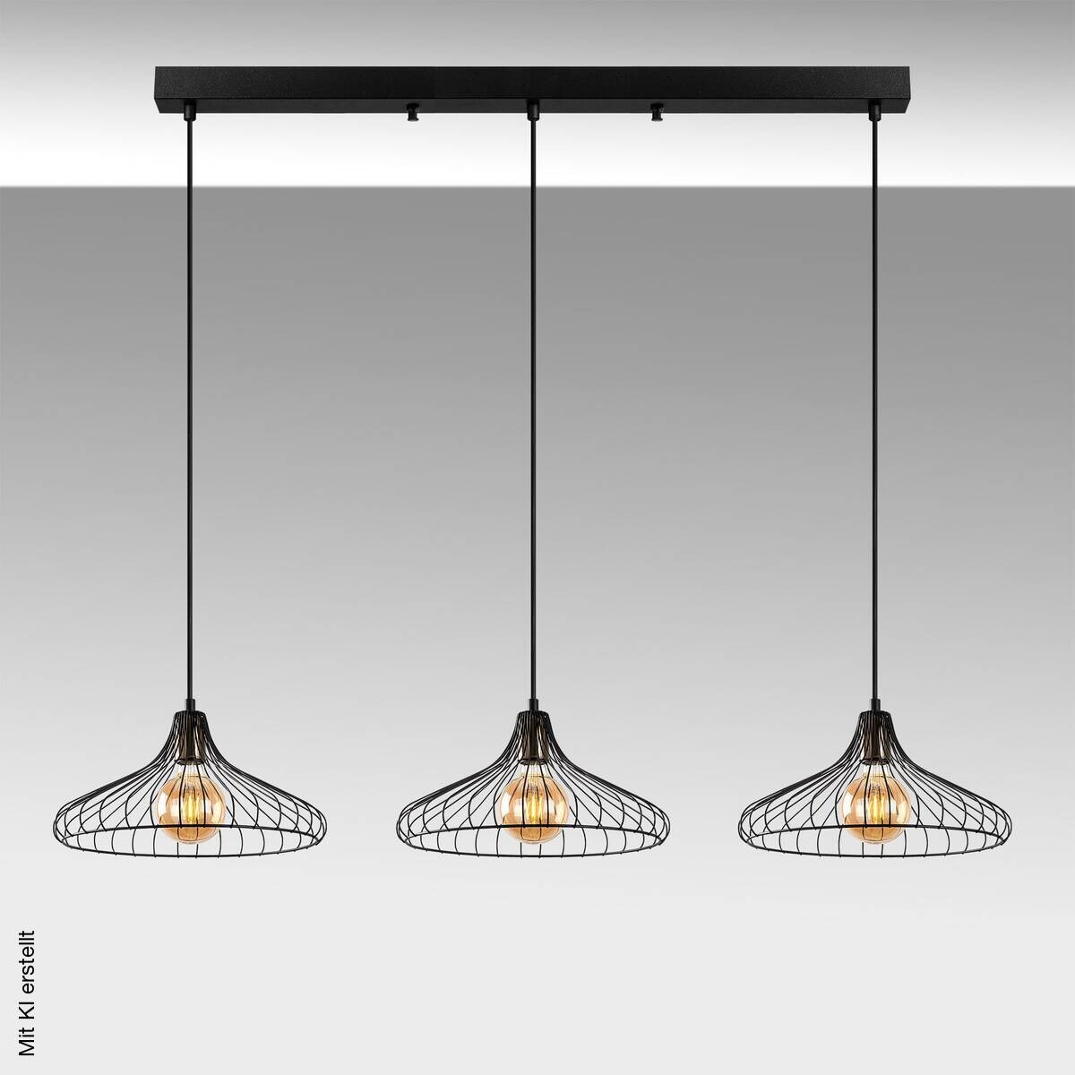 Opviq Pendelleuchte Depay-11260 schwarz Metall B/H/T/L: ca. 148x120x36x148 cm E27 3 Brennstellen