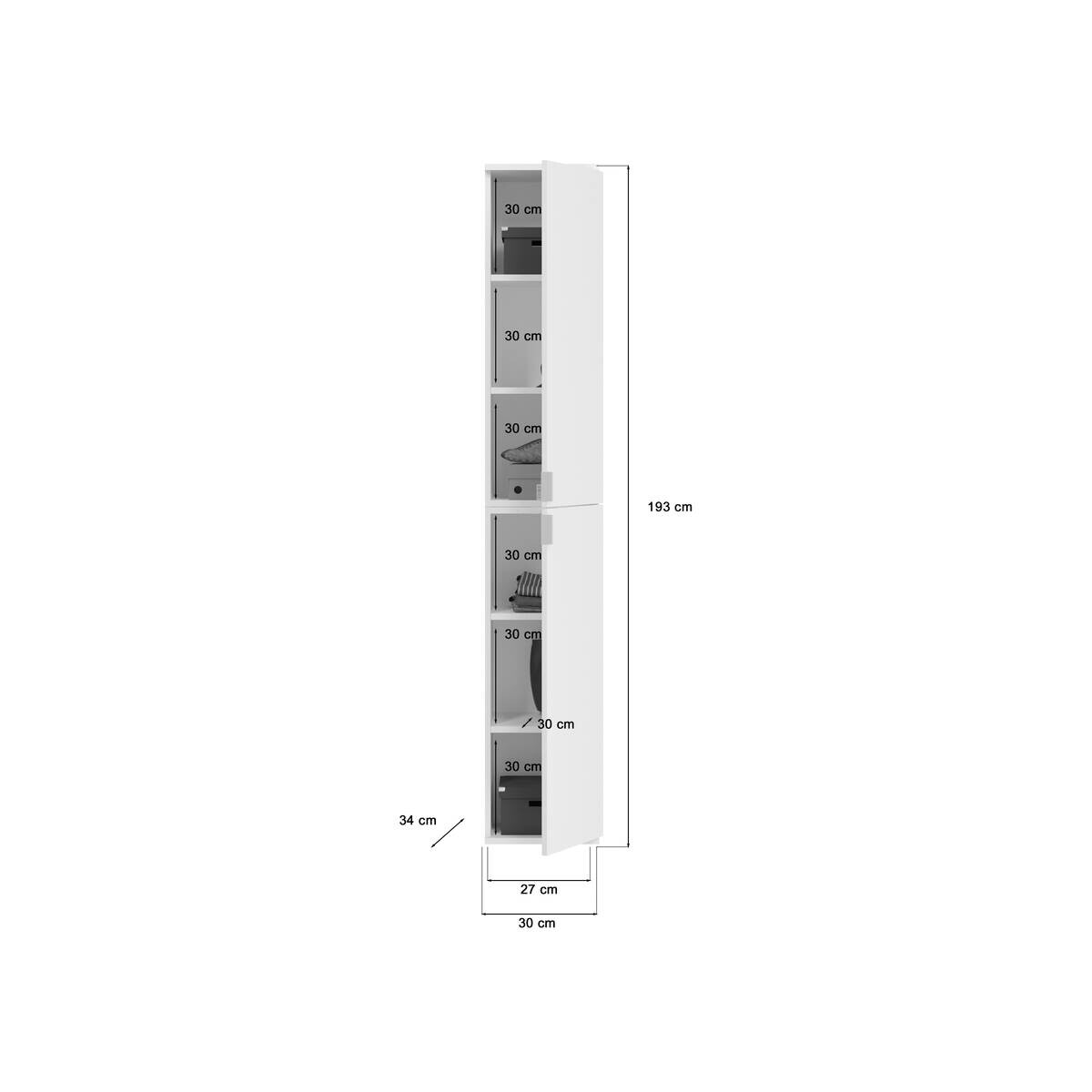 Garderobe PROJEKT weiß Eiche Artisan Nachbildung weiß Hochglanz B/H/T: ca. 152x193x34 cm