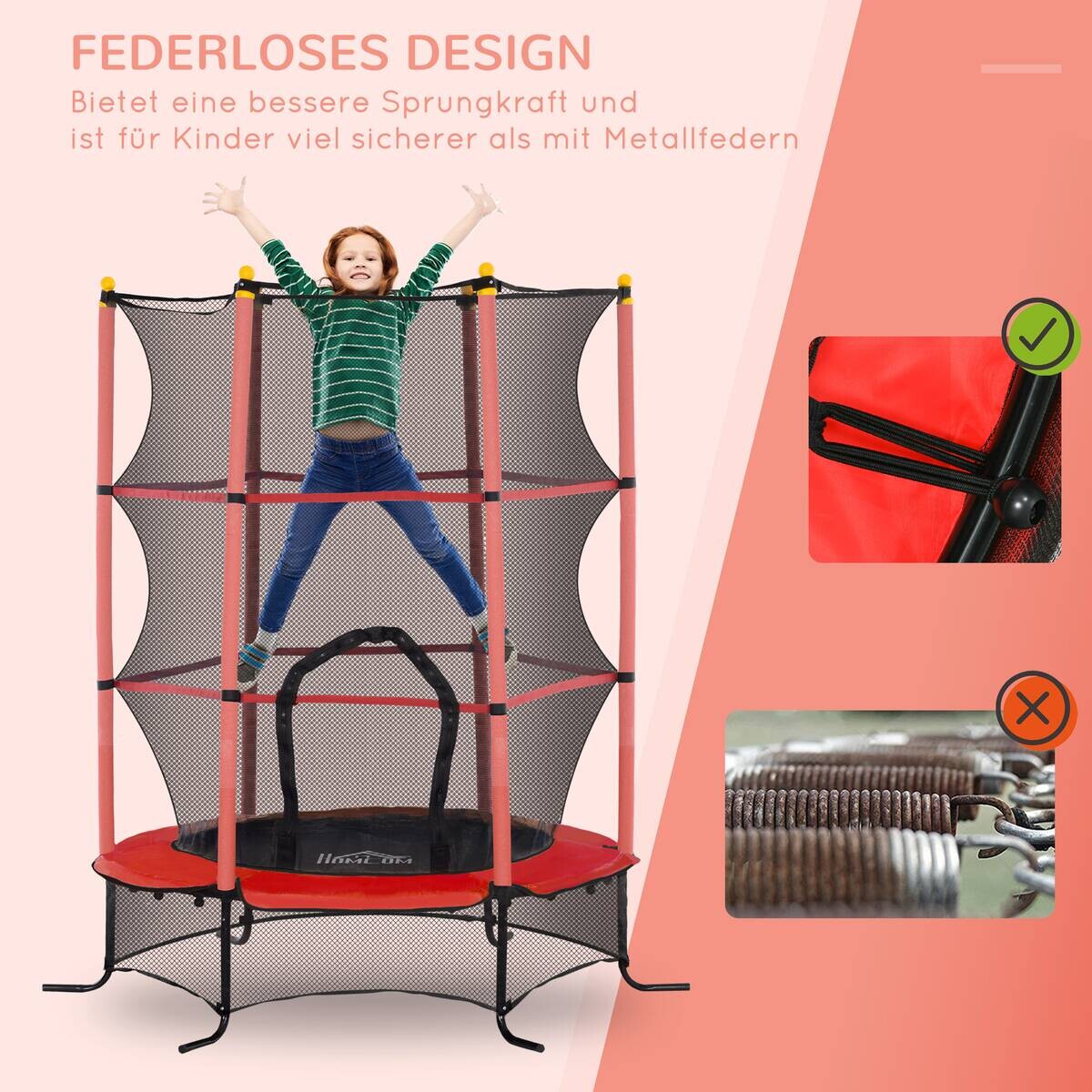 HOMCOM Kindertrampolin rot B/H/L: ca. 163x190x163 cm