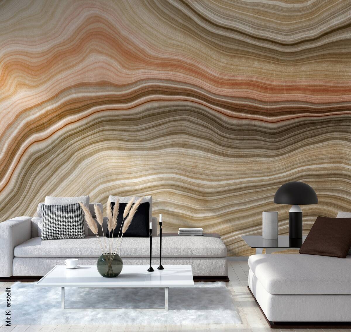 Livingwalls Fototapete Marmoroptik grün orange beige B/L: ca. 280x371 cm