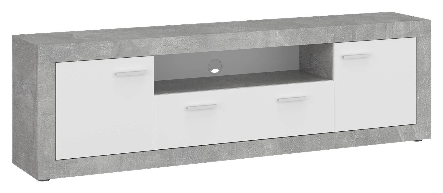 TV-Lowboard Focus Beton Optik weiß glänzend B/H/T: ca. 173,8x54x39 cm