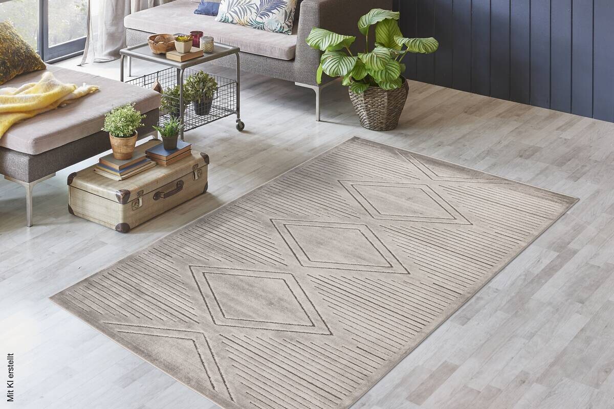 Kayoom Kurzflorteppich Madlen 125 grau B/H/L: ca. 160x0,9x230 cm