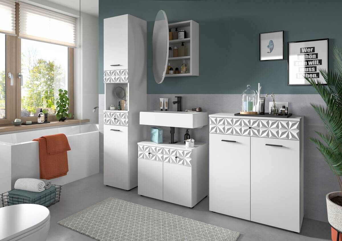 Badezimmer-Set Prisma weiß B/H/T: ca. 110x187x37 cm