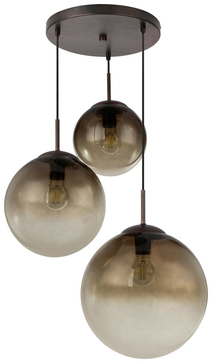 GLOBO Pendelleuchte Varus braun amber Glas Metall H/D: ca. 120x51 cm E27 3 Brennstellen