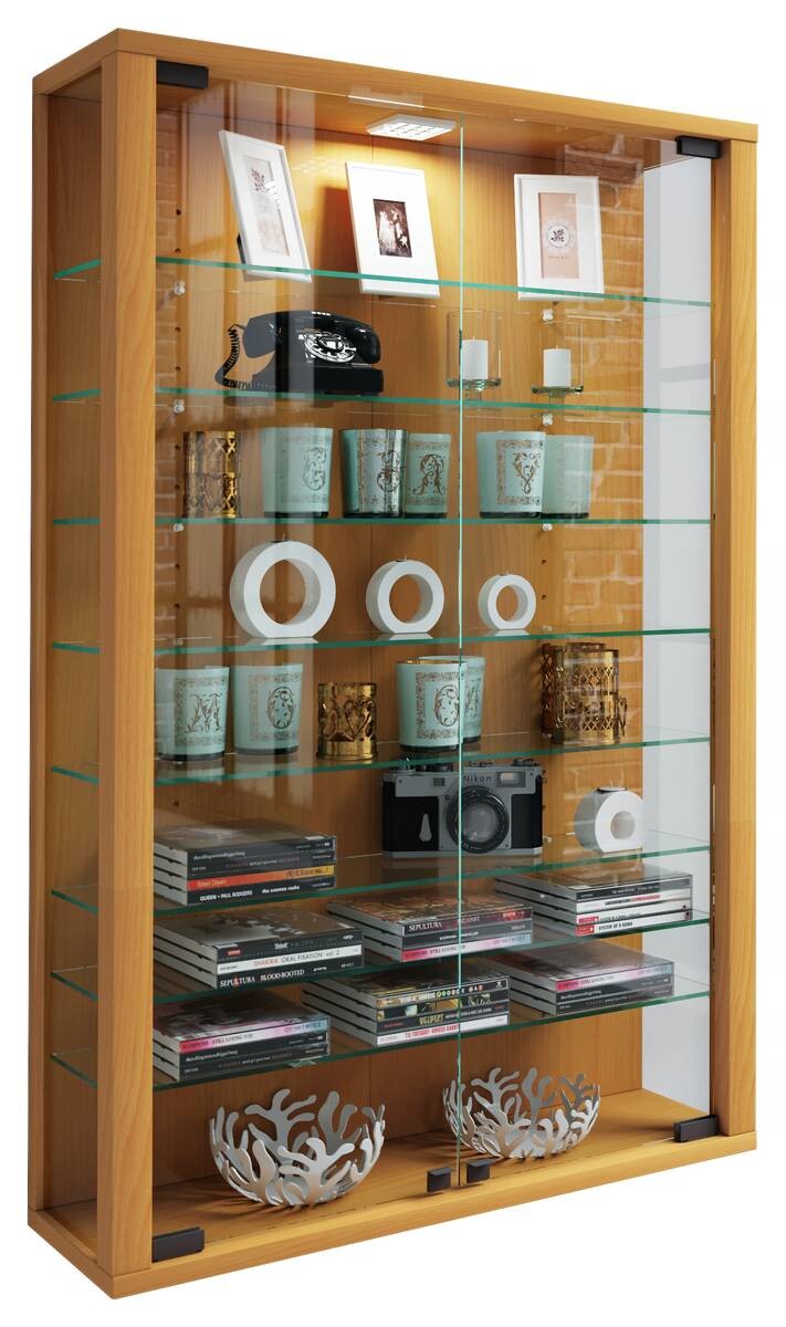 Vitrine Vitrosa Mini buche Nachbildung Holzwerkstoff Glas B/H/T: ca. 59x90x18 cm