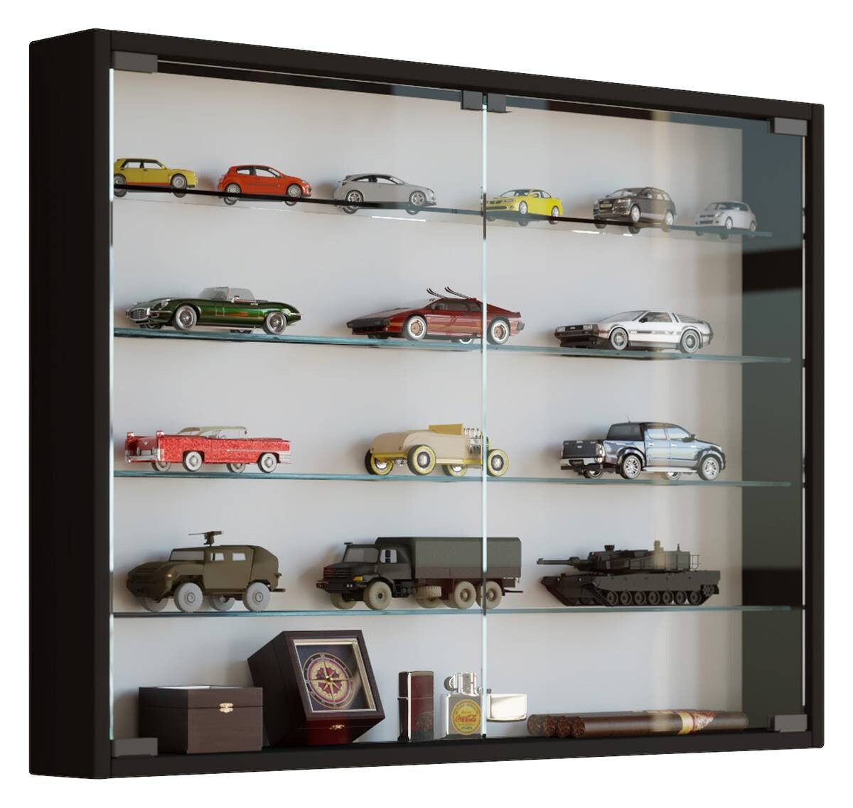 Vitrine Mandosa L schwarz Holzwerkstoff Glas B/H/T: ca. 80x60x10 cm