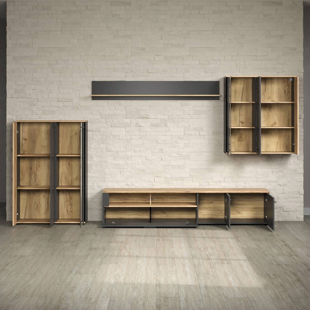 Wandboard Esteban anthrazit Eiche Evoke Coast Nachbildung B/H/T: ca. 167x25x17 cm