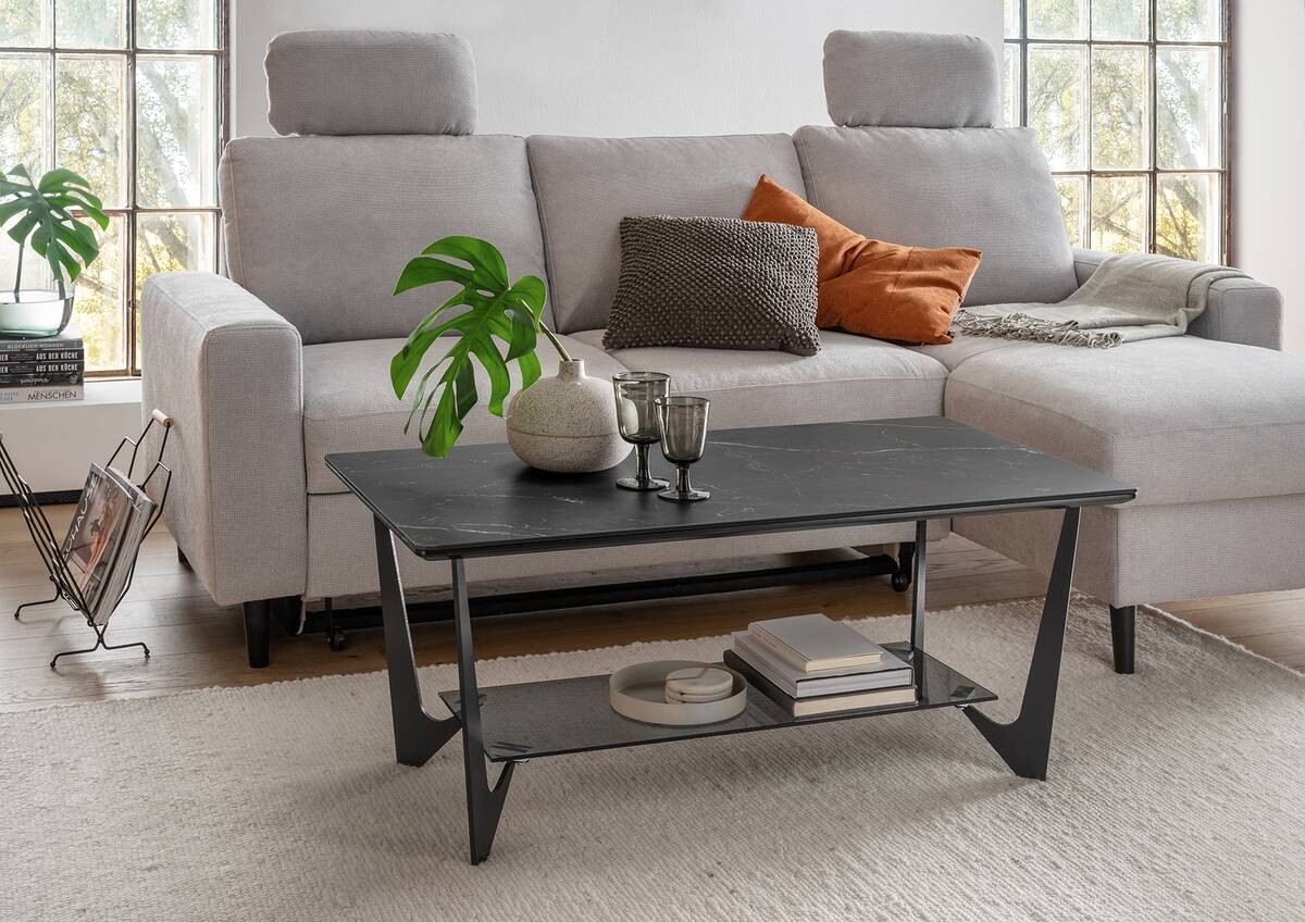 Couchtisch Dario schwarz Marmor matt Optik B/H/T: ca. 110x42x60 cm