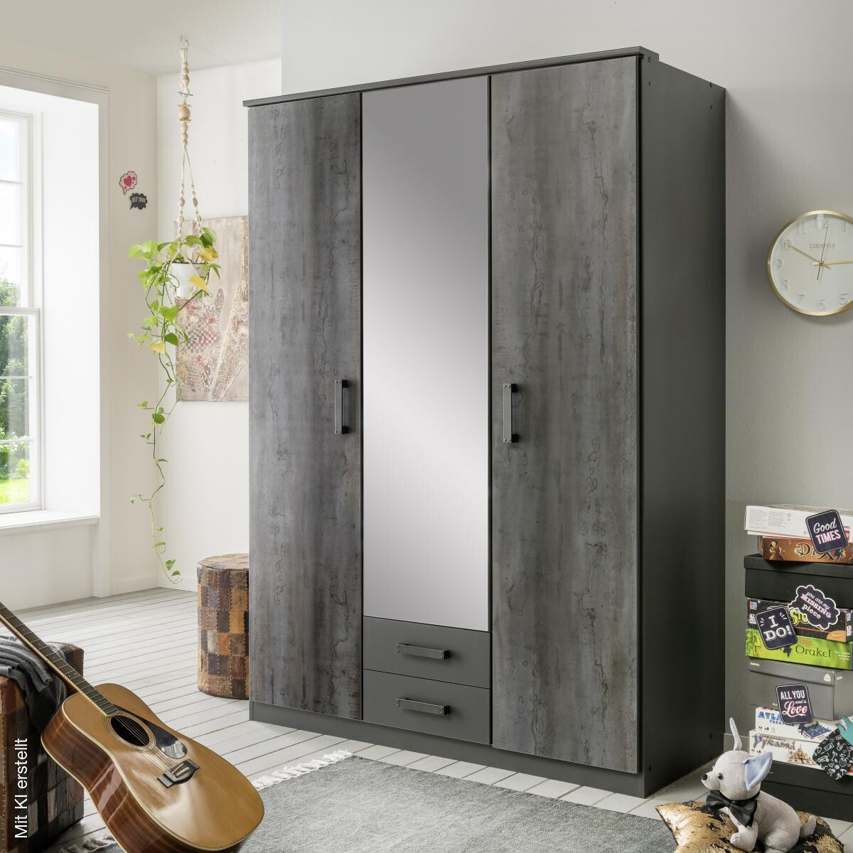 Kleiderschrank Duisburg Graphit B/H/T: ca. 135x199x58 cm