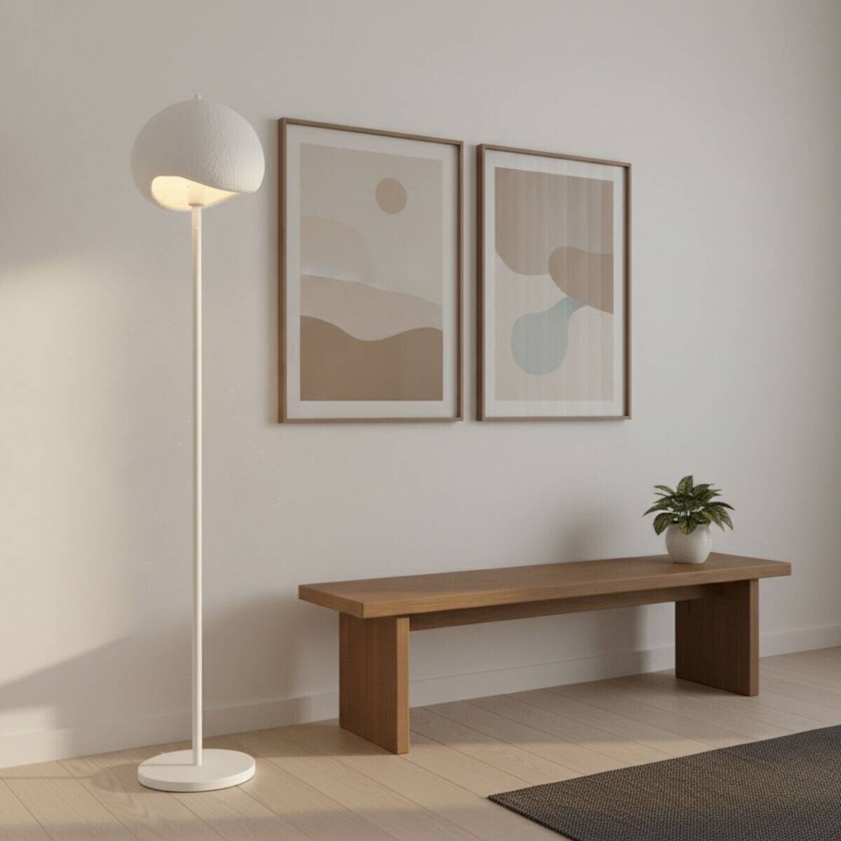 Opviq Stehlampe Yontu-15854 weiß Metall Polyester-Mischgewebe B/H/L: ca. 29x170x34 cm E27 1 Brennstellen