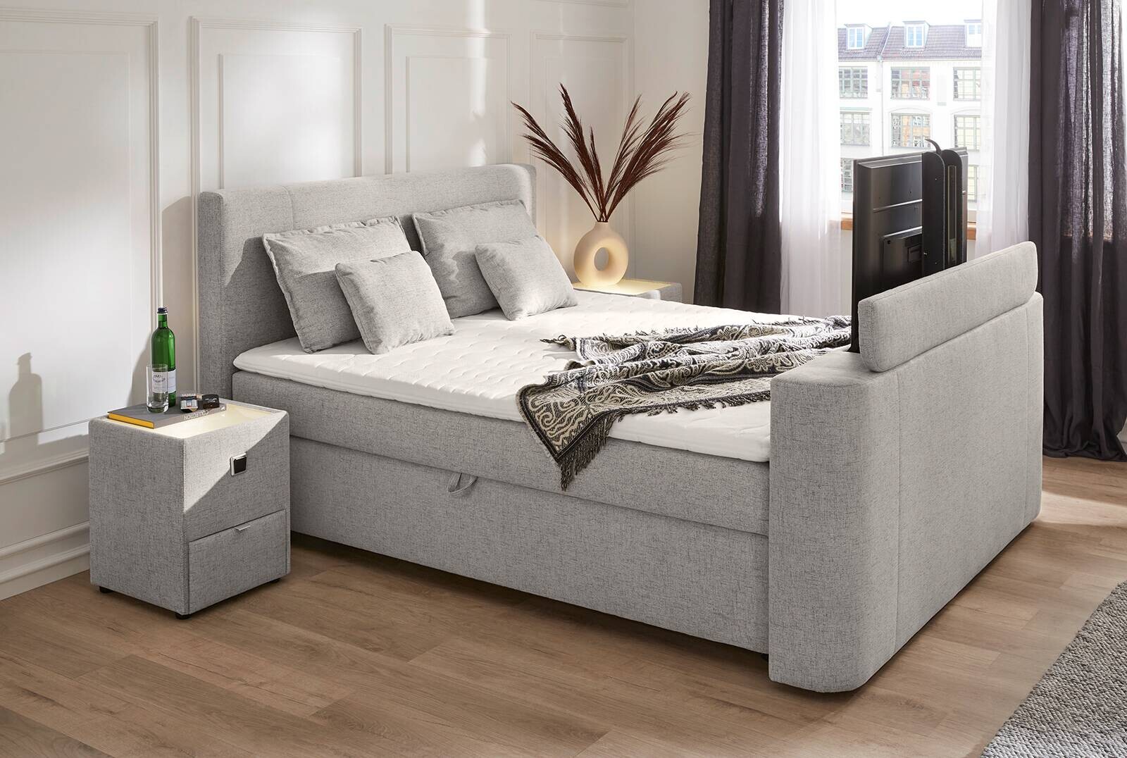 Boxbett grau Liegefläche B/L: ca. 180x200 cm