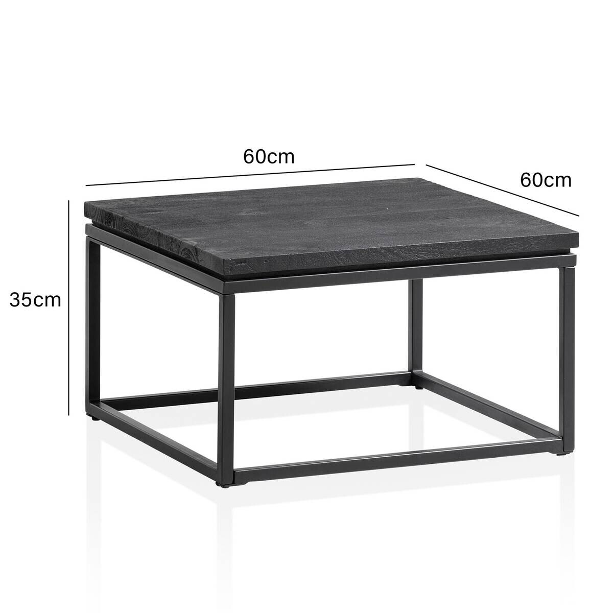 Wohnling Couchtisch schwarz Mango B/H/T: ca. 60x35x60 cm