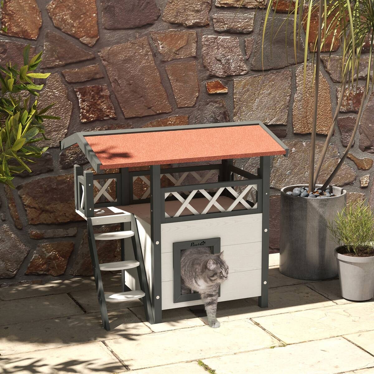 PawHut Katzen-Zubehör weiß Polypropylen B/H/L: ca. 50x77x73 cm