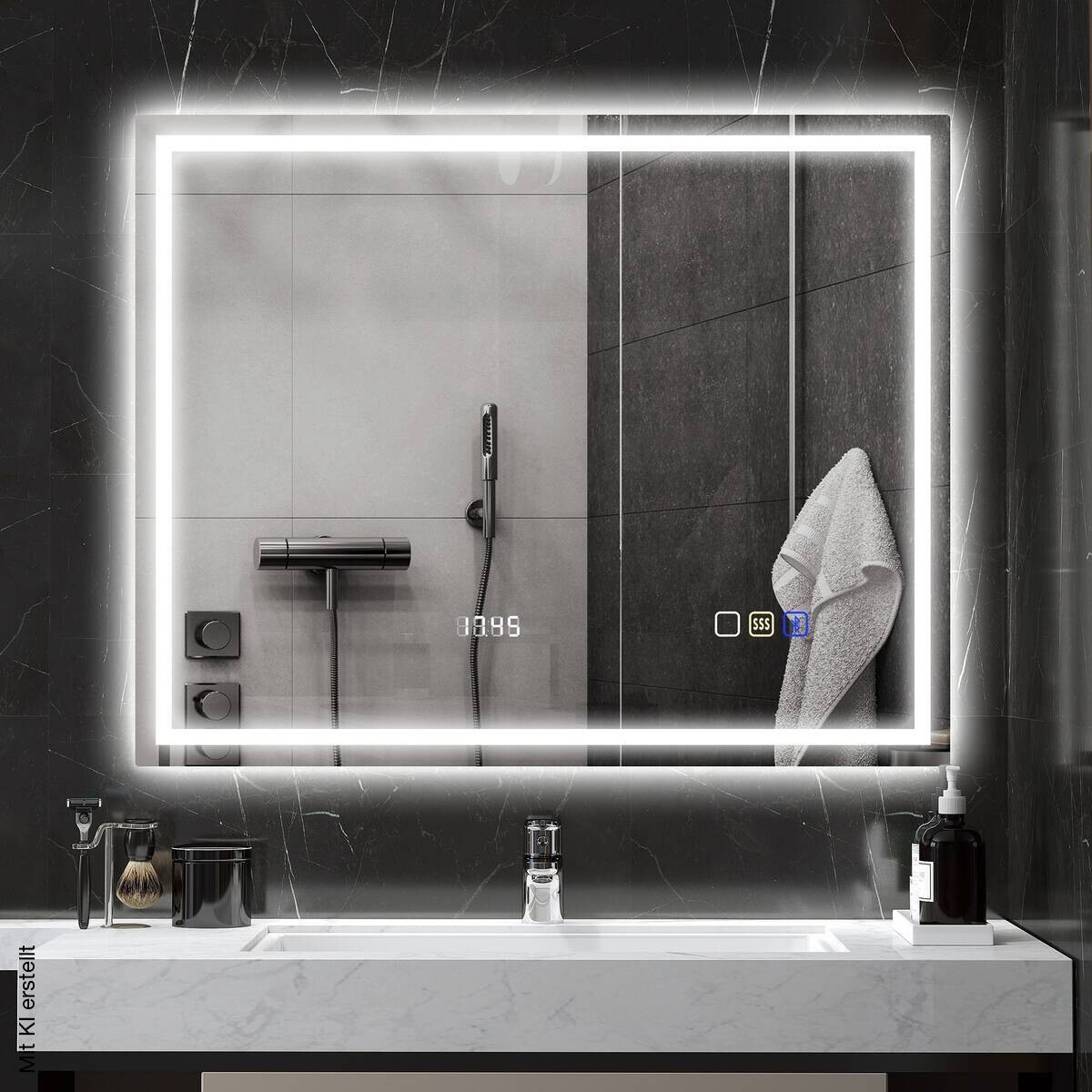 HOMCOM LED-Bad-Spiegel silber B/H/L: ca. 80x3,5x100 cm