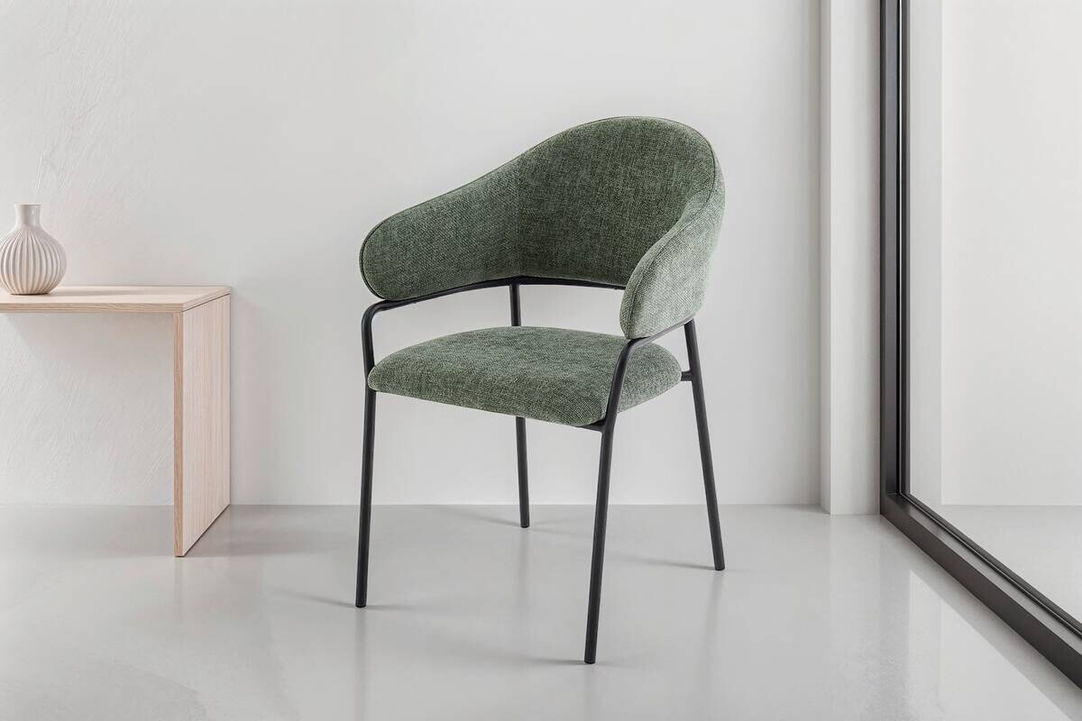 Stuhl CURVE, 2er-Set grün Stoff B/H/T: ca. 60x86x58 cm