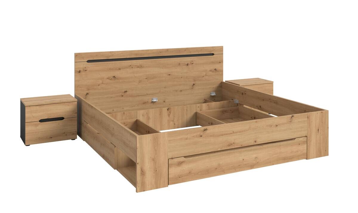 Schlafzimmer CANU, Set basaltgrau Artisan Nachbildung B/H/T: ca. 284x87x205 cm