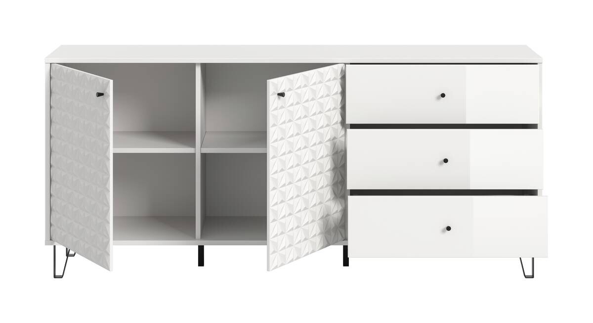 Sideboard PRISMA weiß weiß Hochglanz B/H/T: ca. 170x76x40 cm